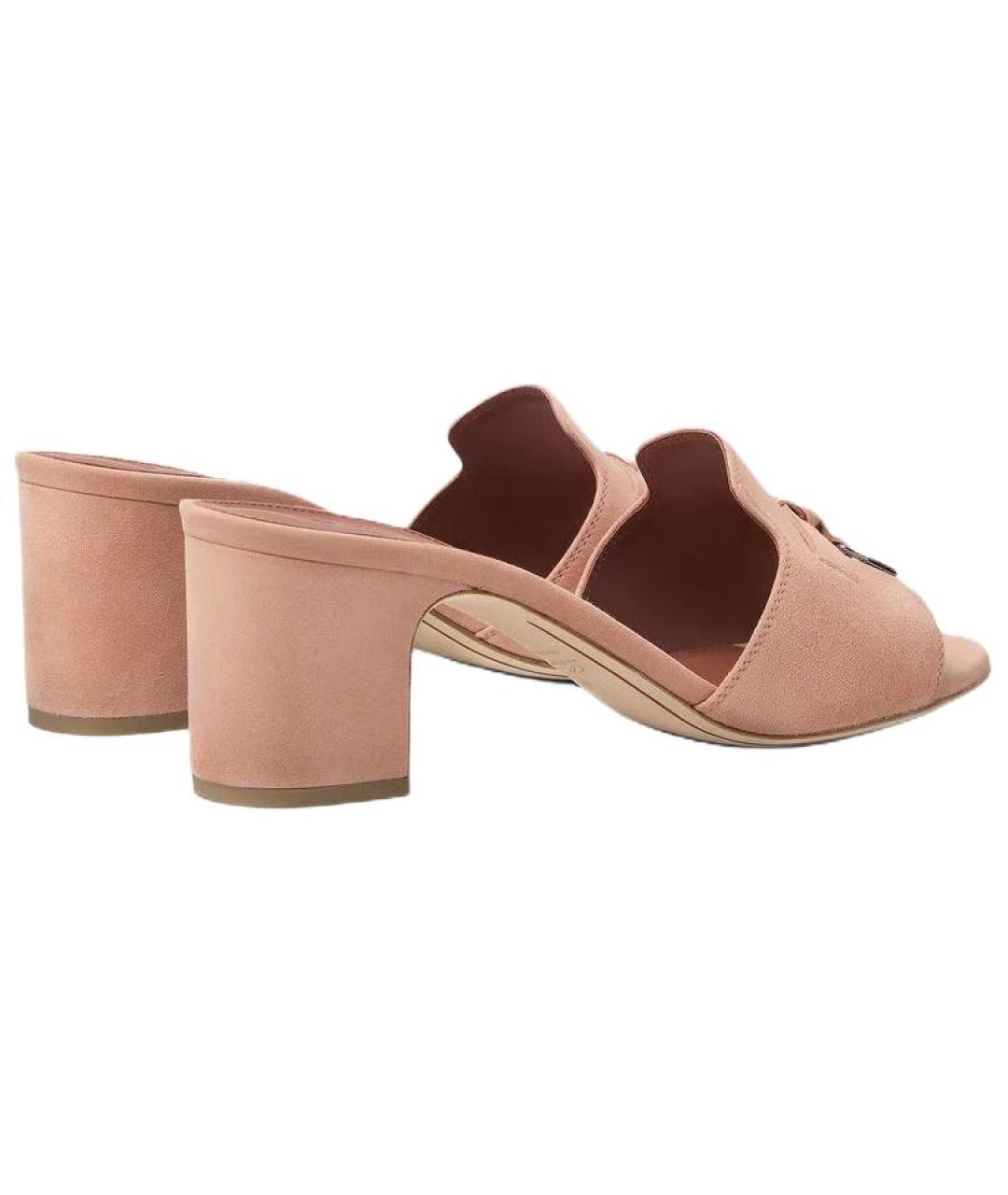 LORO PIANA Розовые замшевые мюли, фото 4