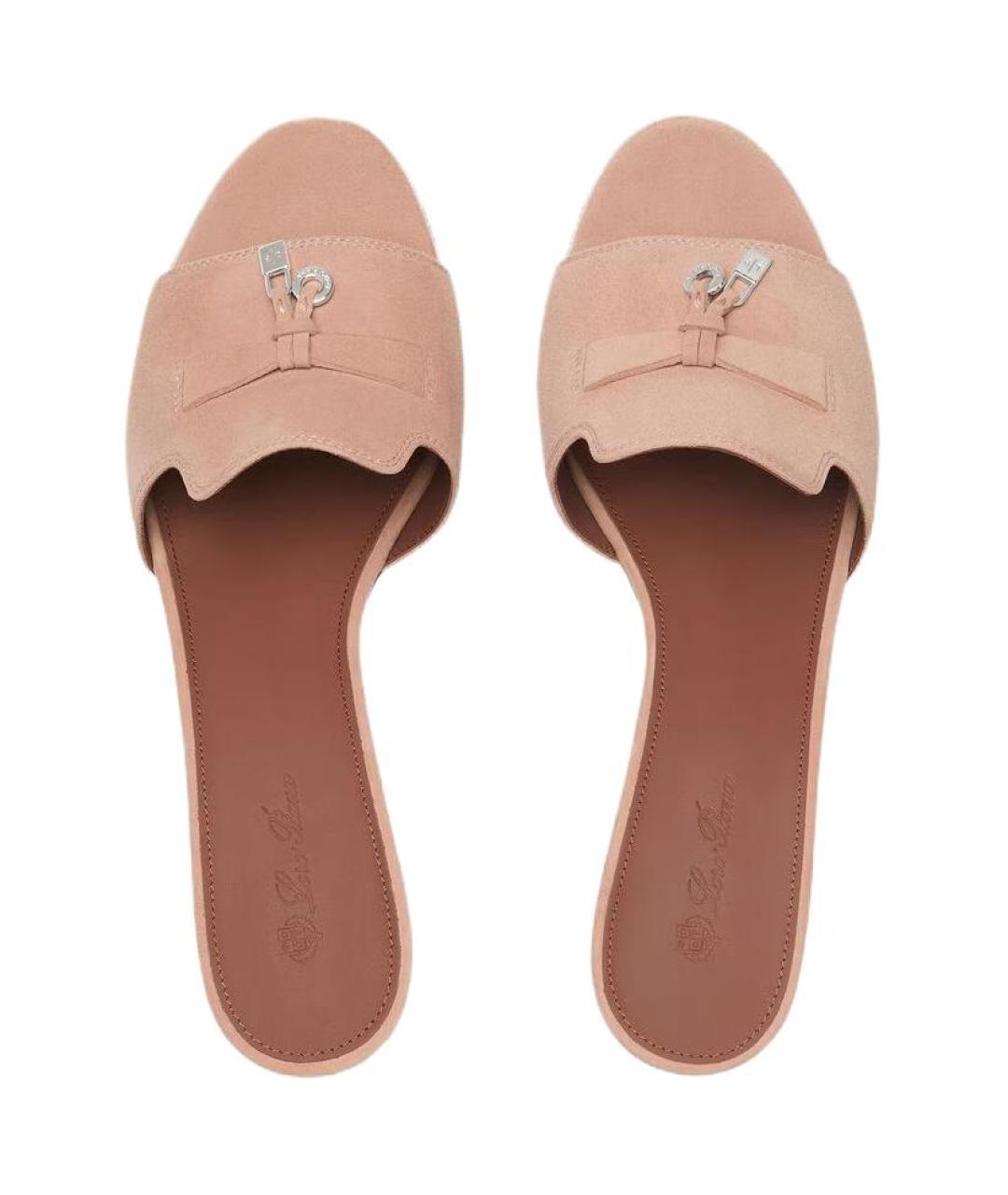 LORO PIANA Розовые замшевые мюли, фото 5