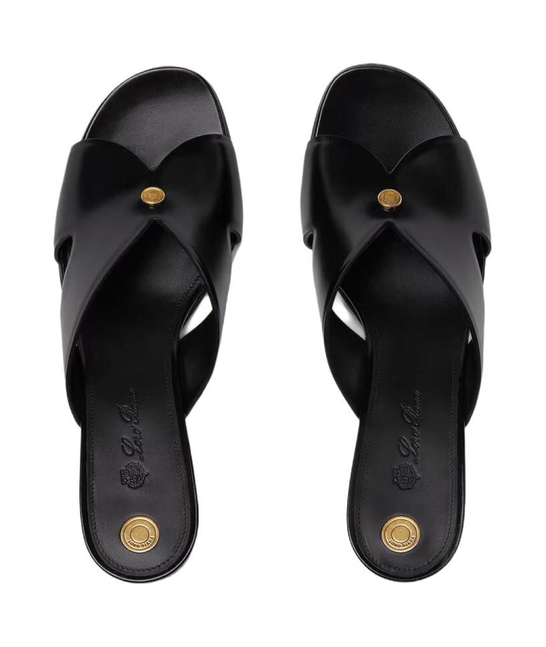 LORO PIANA Черные кожаные сандалии, фото 5