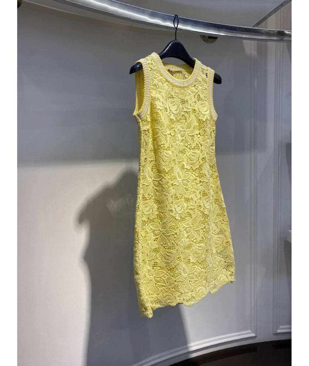 ERMANNO SCERVINO Желтое кружевное коктейльное платье, фото 2