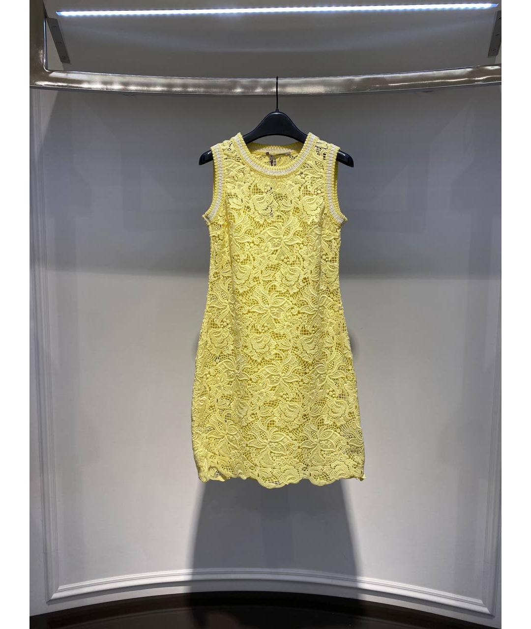 ERMANNO SCERVINO Желтое кружевное коктейльное платье, фото 4
