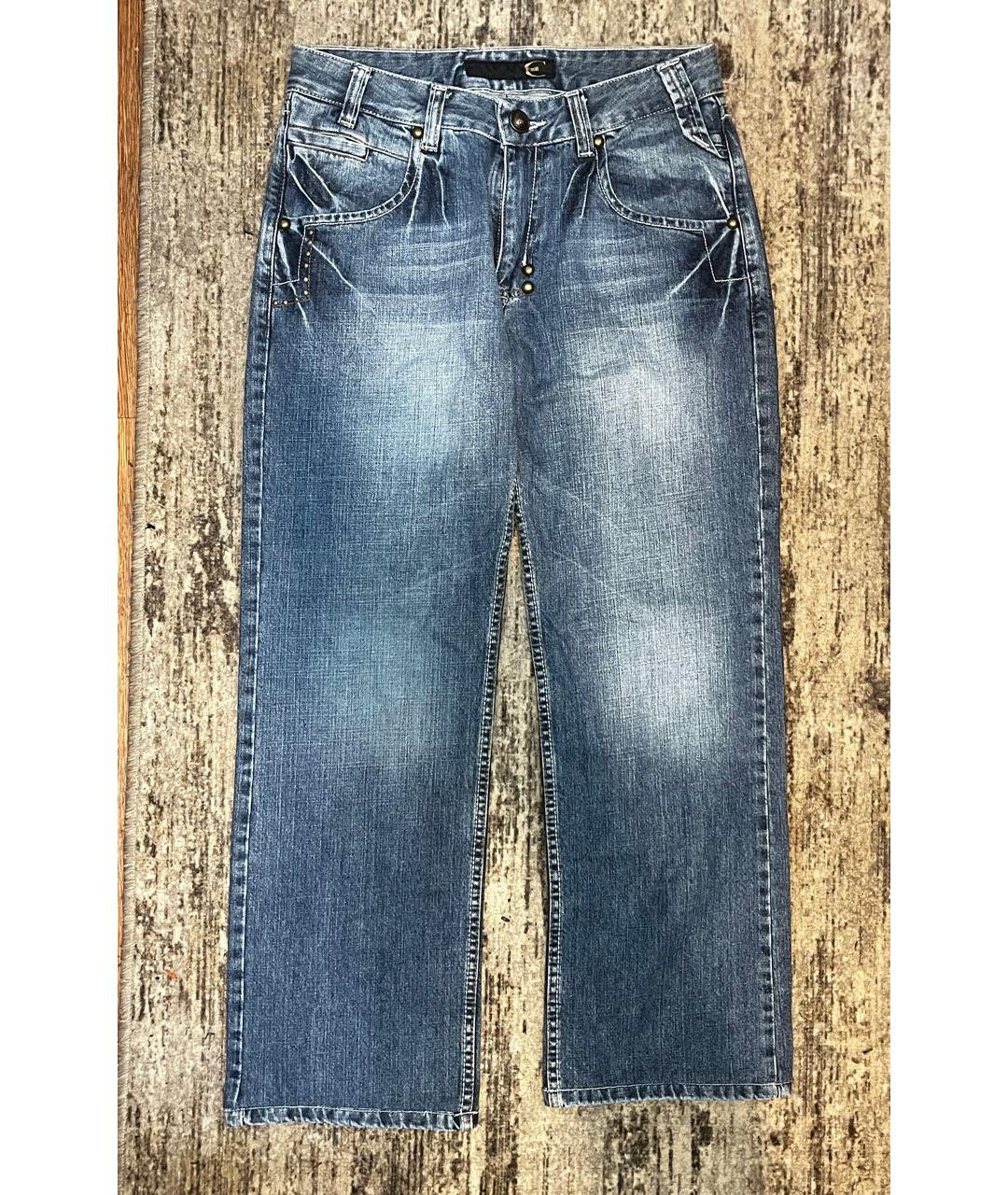 JUST CAVALLI Голубые хлопковые прямые джинсы, фото 6