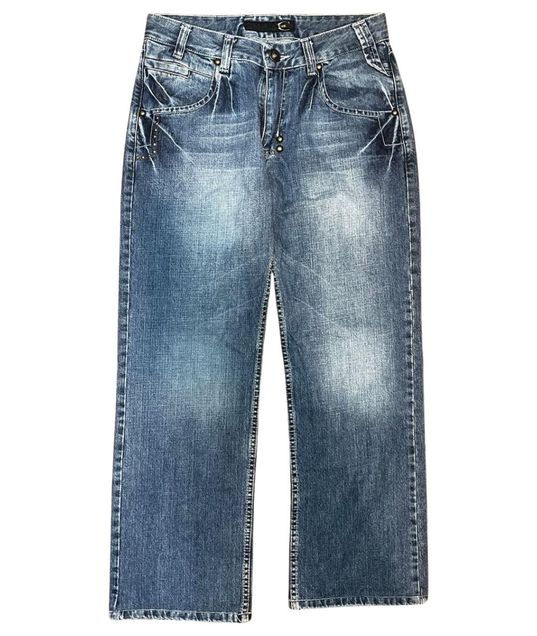 JUST CAVALLI Голубые хлопковые прямые джинсы, фото 1