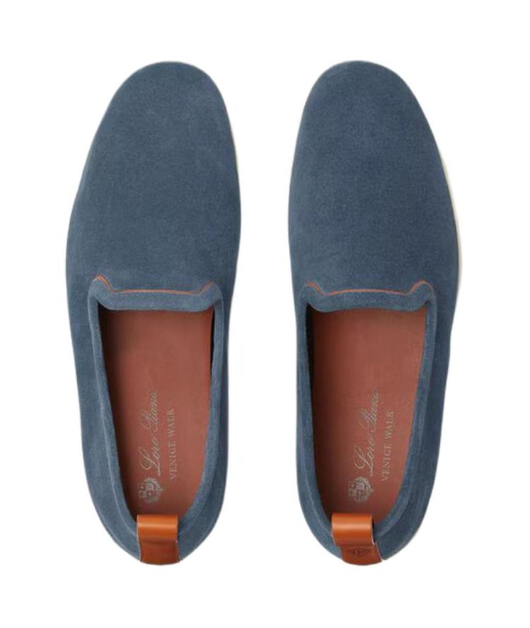 LORO PIANA Синие замшевые лоферы, фото 5