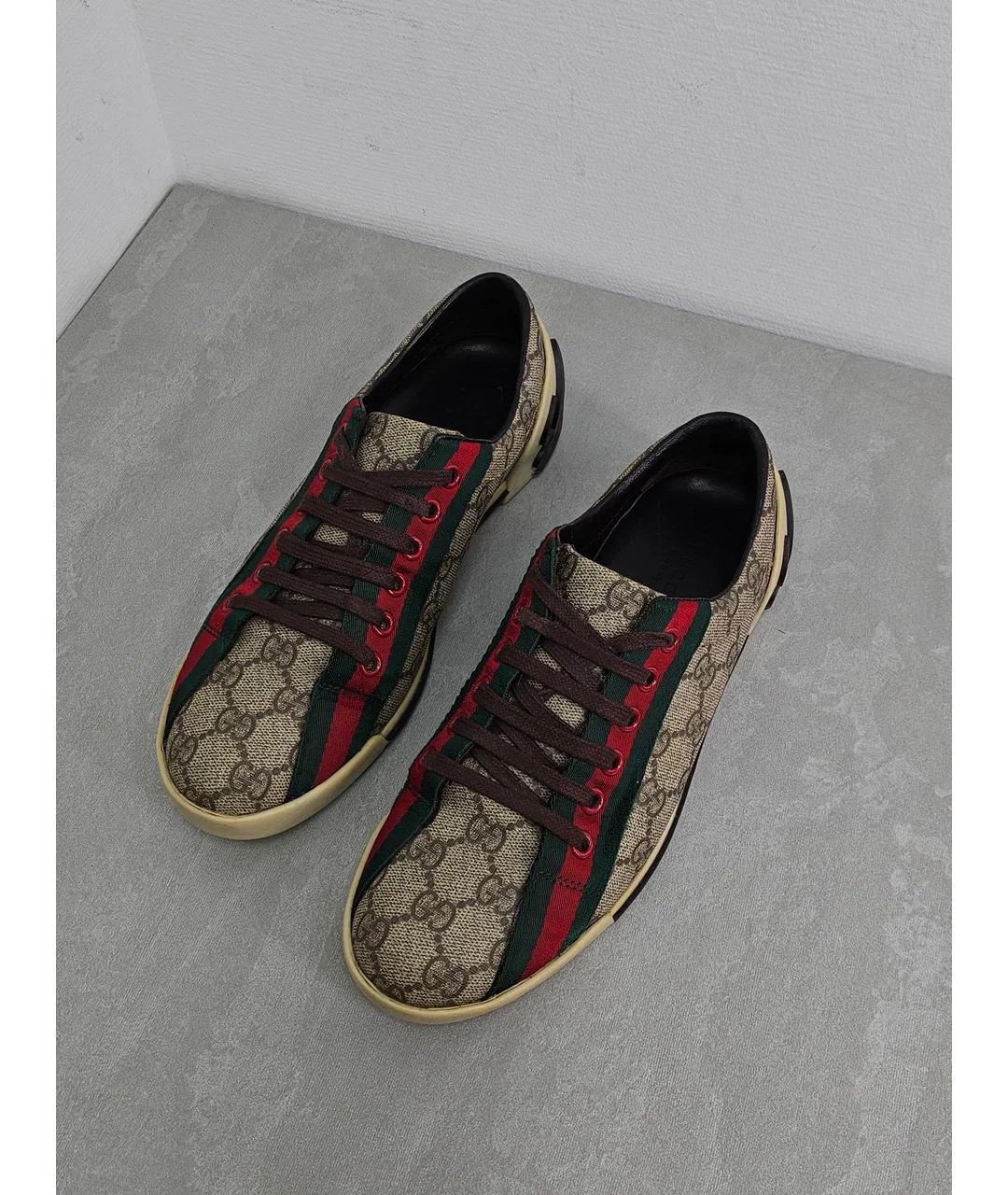 GUCCI Бежевые текстильные кеды, фото 7