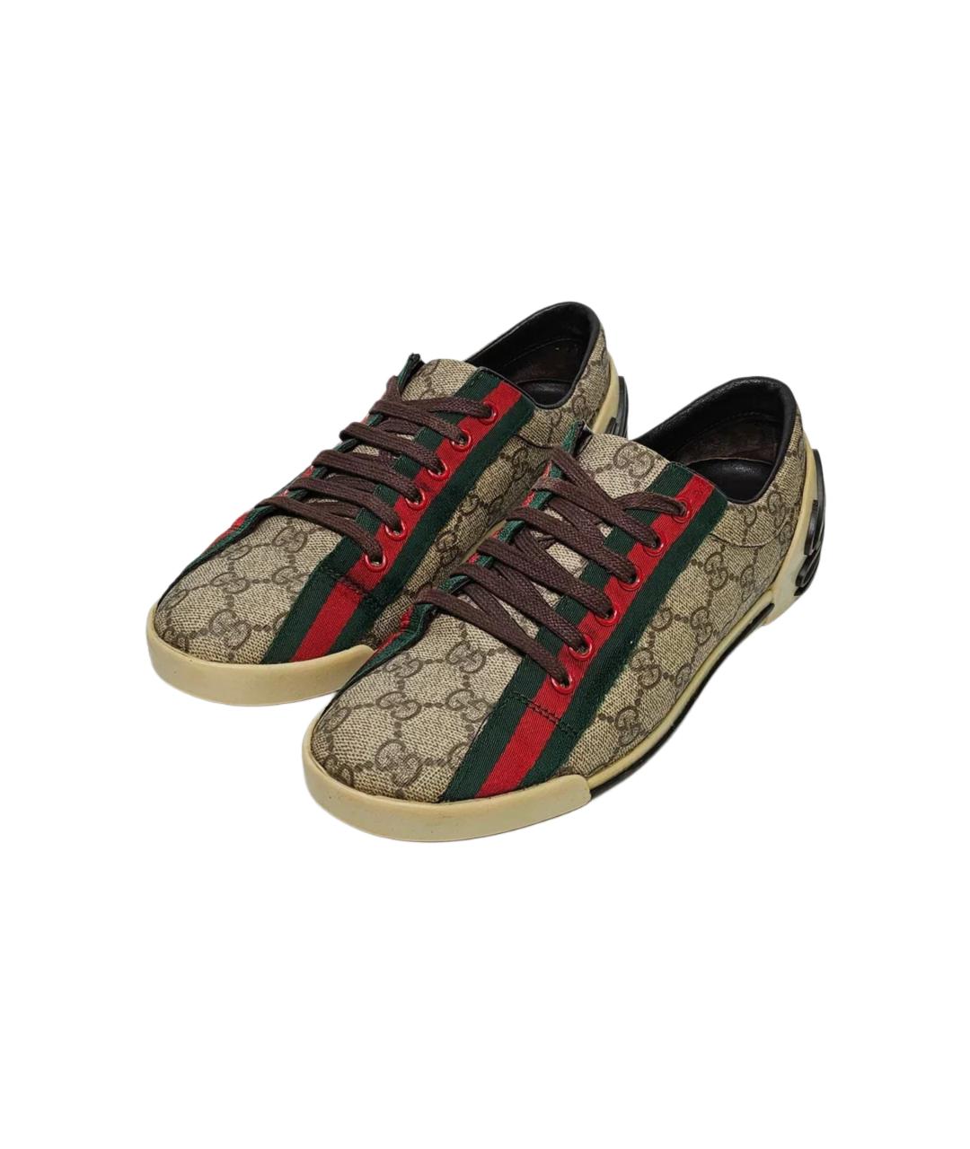 GUCCI Бежевые текстильные кеды, фото 2