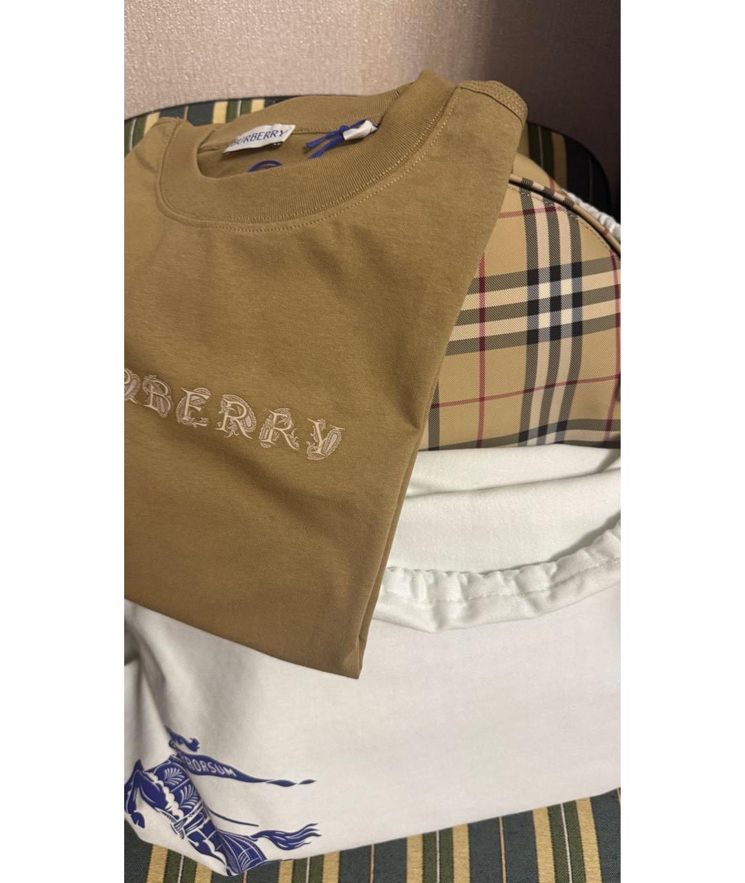 BURBERRY Коричневая хлопковая футболка, фото 7