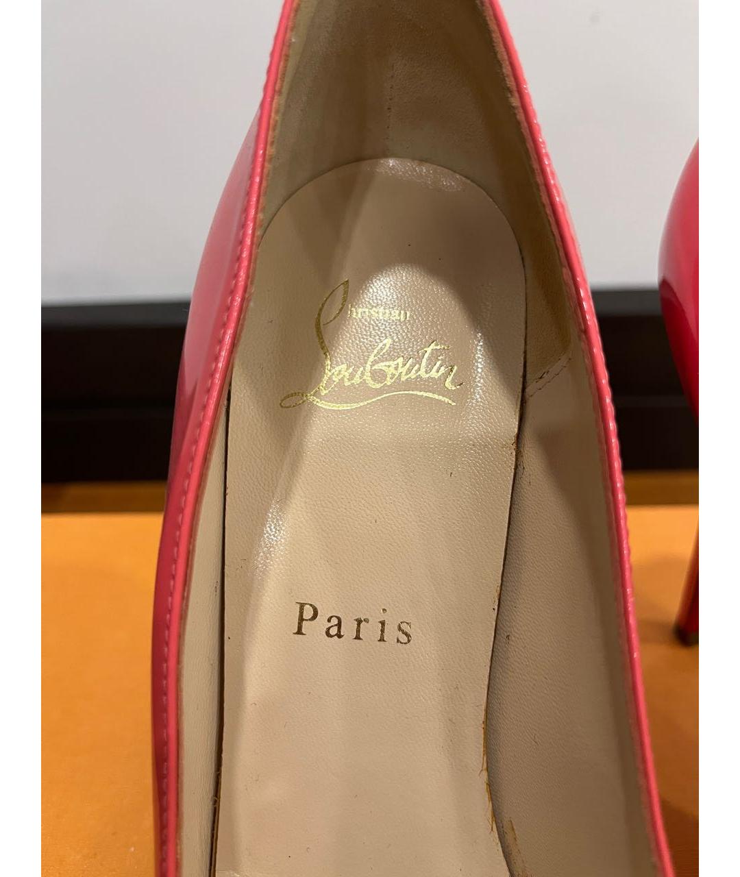 CHRISTIAN LOUBOUTIN Коралловые туфли из лакированной кожи, фото 5