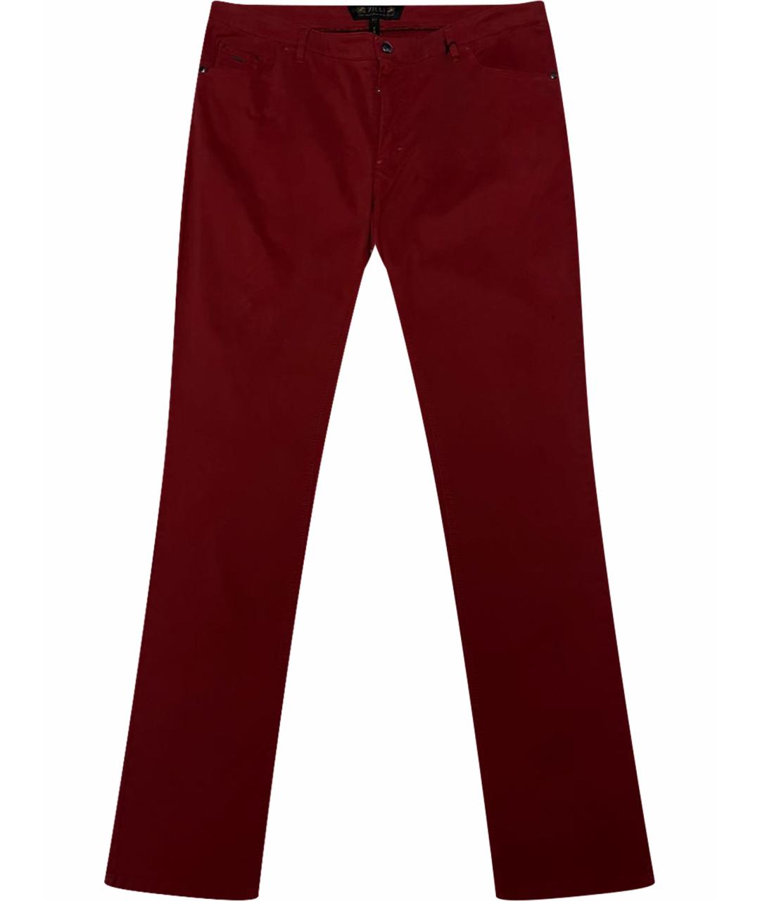 ZILLI Красные хлопко-эластановые прямые джинсы, фото 1