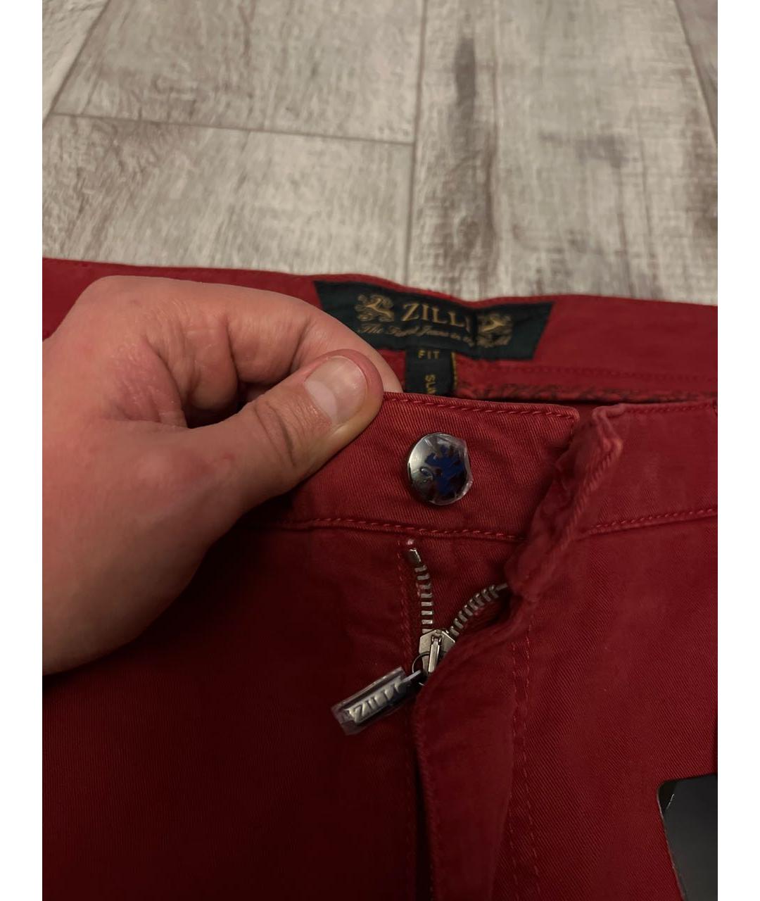 ZILLI Красные хлопко-эластановые прямые джинсы, фото 6