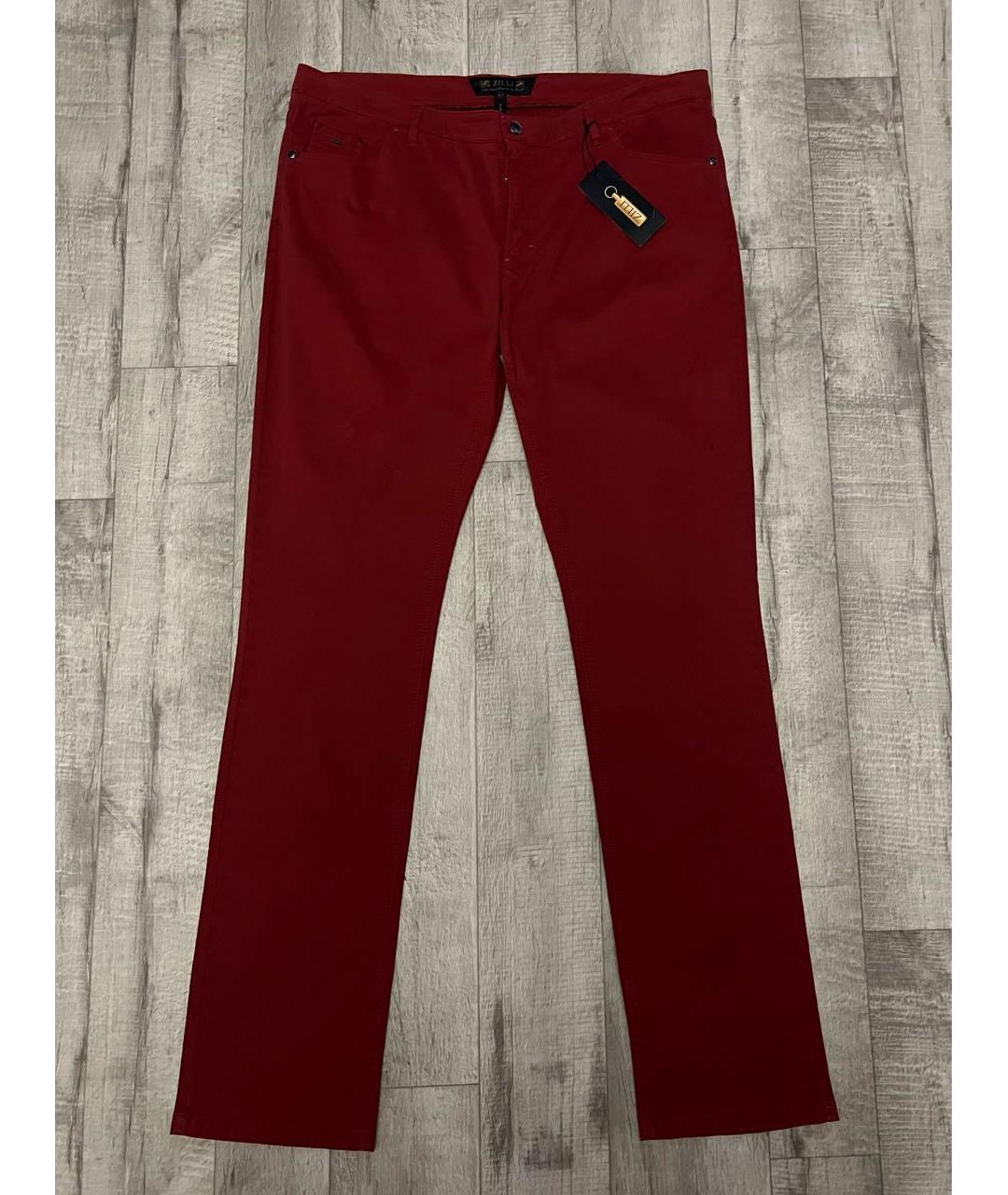 ZILLI Красные хлопко-эластановые прямые джинсы, фото 9