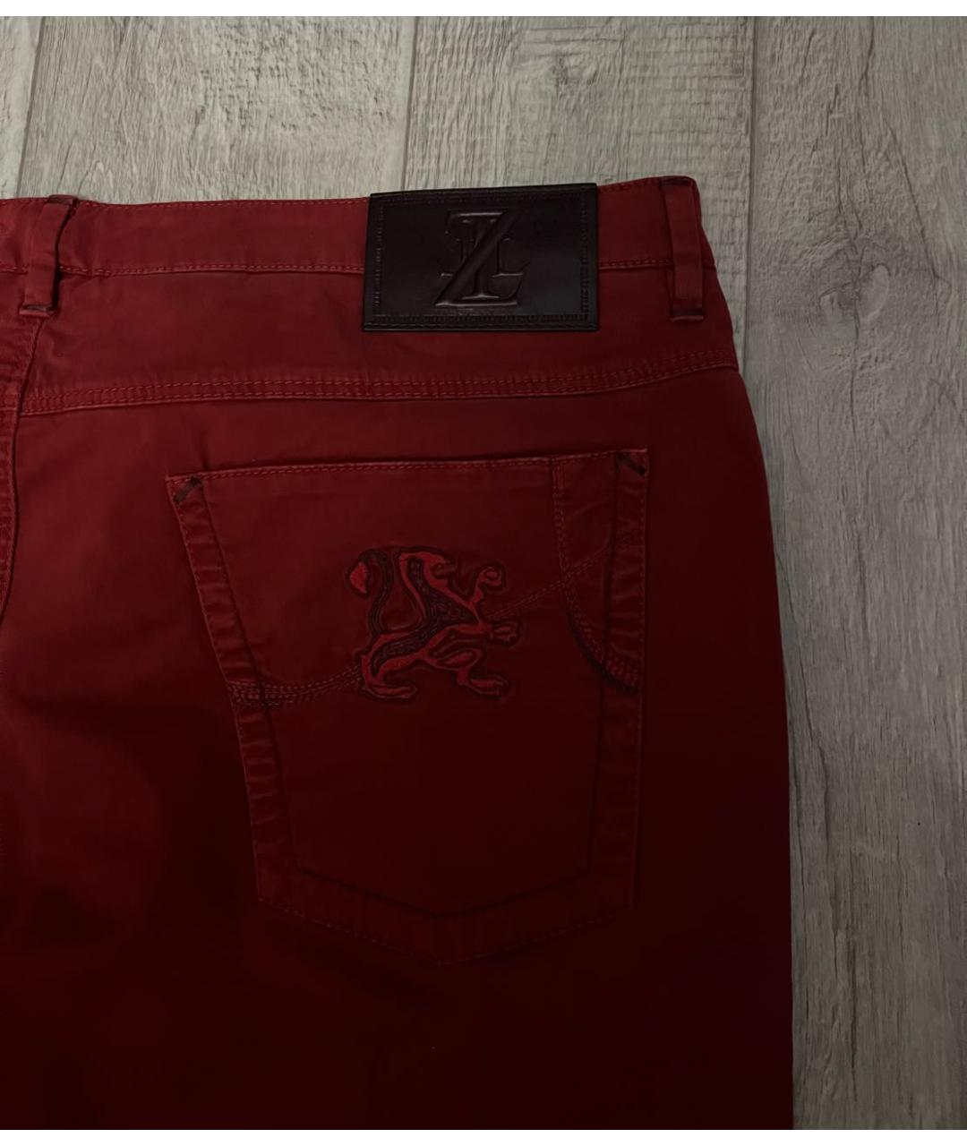 ZILLI Красные хлопко-эластановые прямые джинсы, фото 5
