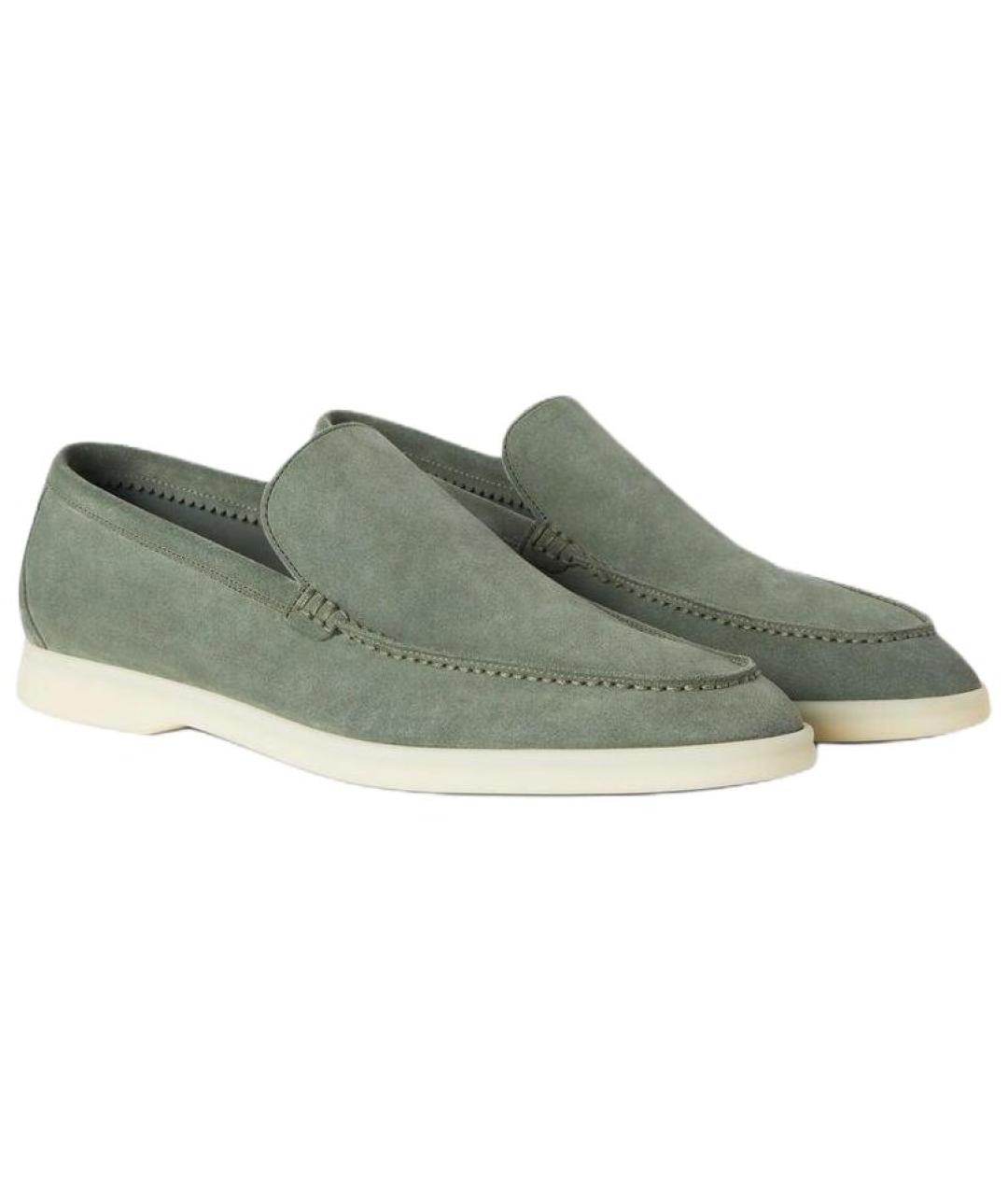 LORO PIANA Зеленые замшевые лоферы, фото 3