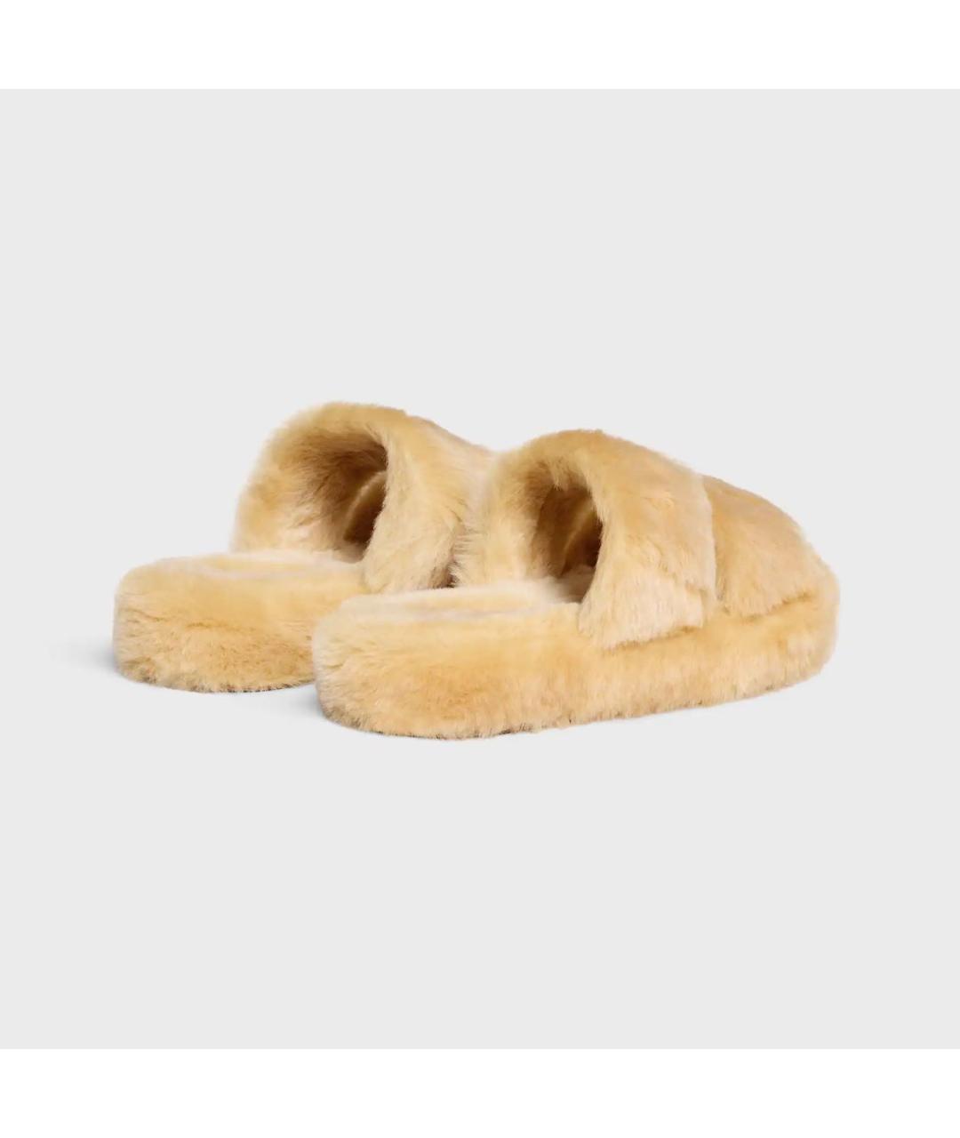 CELINE Бежевые текстильные шлепанцы, фото 4