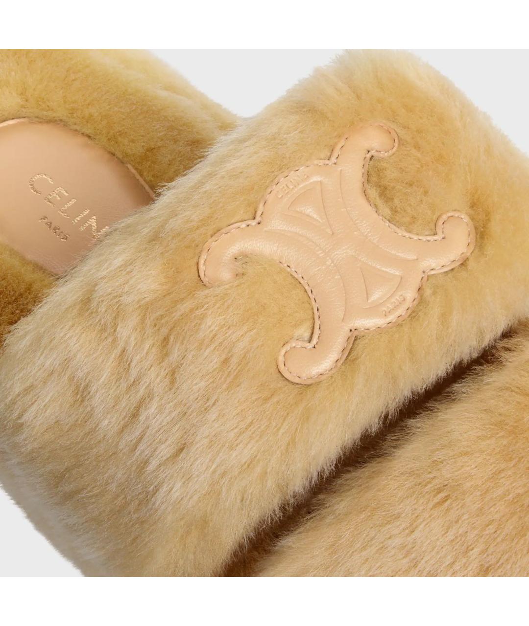 CELINE Бежевые текстильные шлепанцы, фото 3