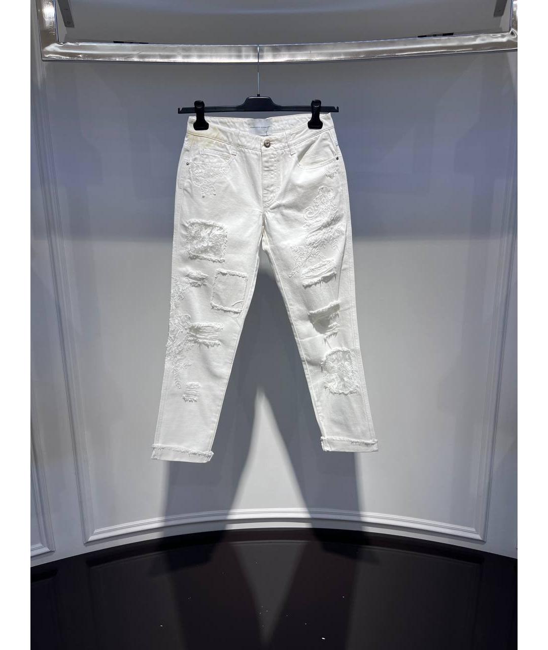 ERMANNO SCERVINO Белые хлопковые прямые джинсы, фото 4