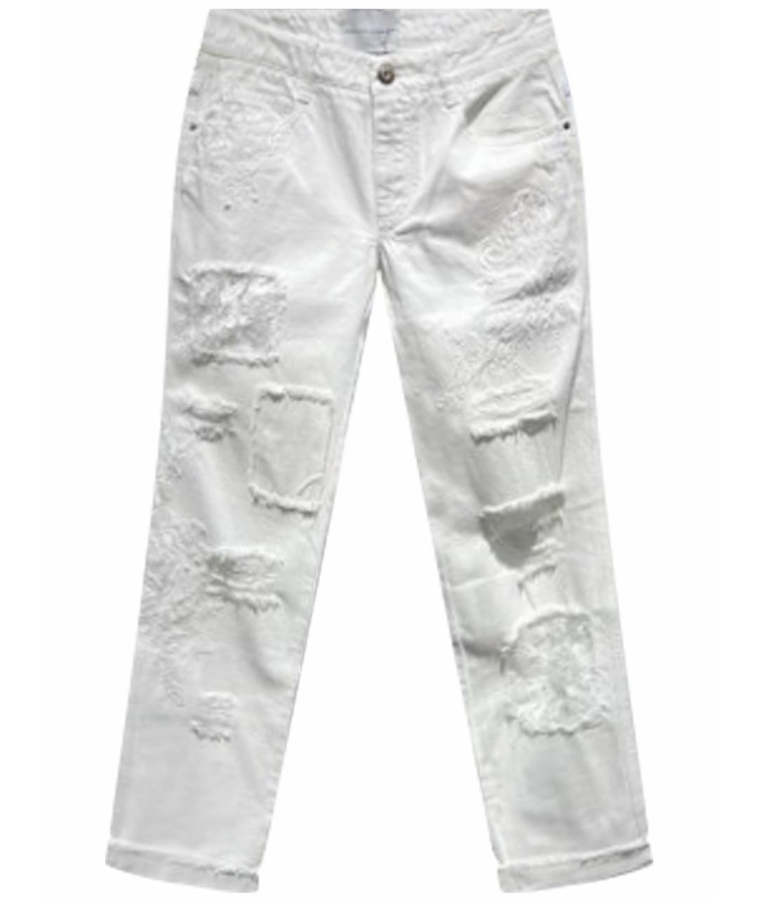 ERMANNO SCERVINO Белые хлопковые прямые джинсы, фото 1