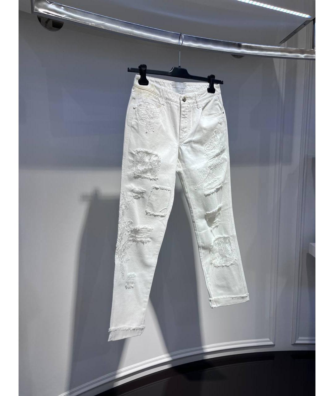 ERMANNO SCERVINO Белые хлопковые прямые джинсы, фото 2