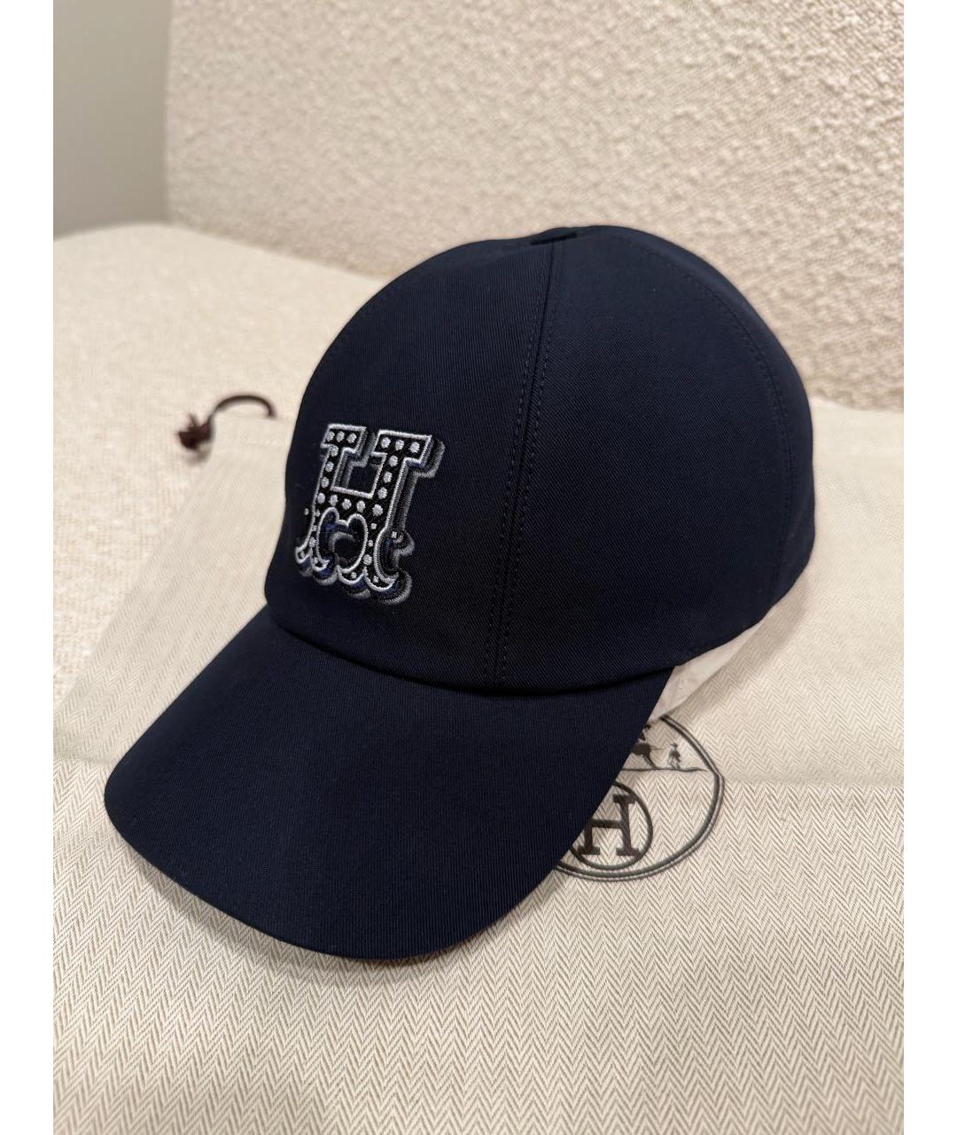 HERMES Темно-синяя хлопковая кепка, фото 3