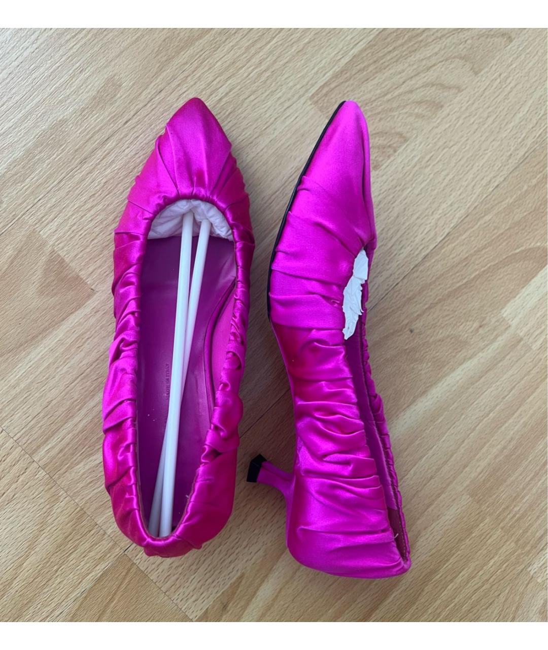 KHAITE Розовые текстильные лодочки на низком каблуке, фото 3