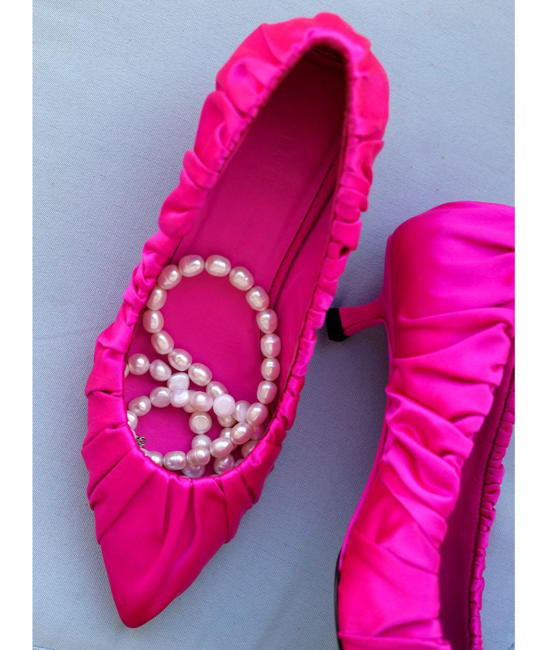 KHAITE Розовые текстильные лодочки на низком каблуке, фото 5