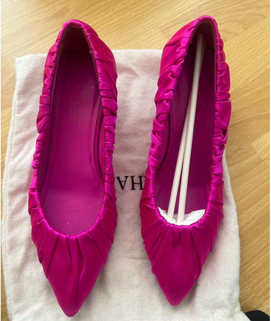 KHAITE Розовые текстильные лодочки на низком каблуке, фото 2