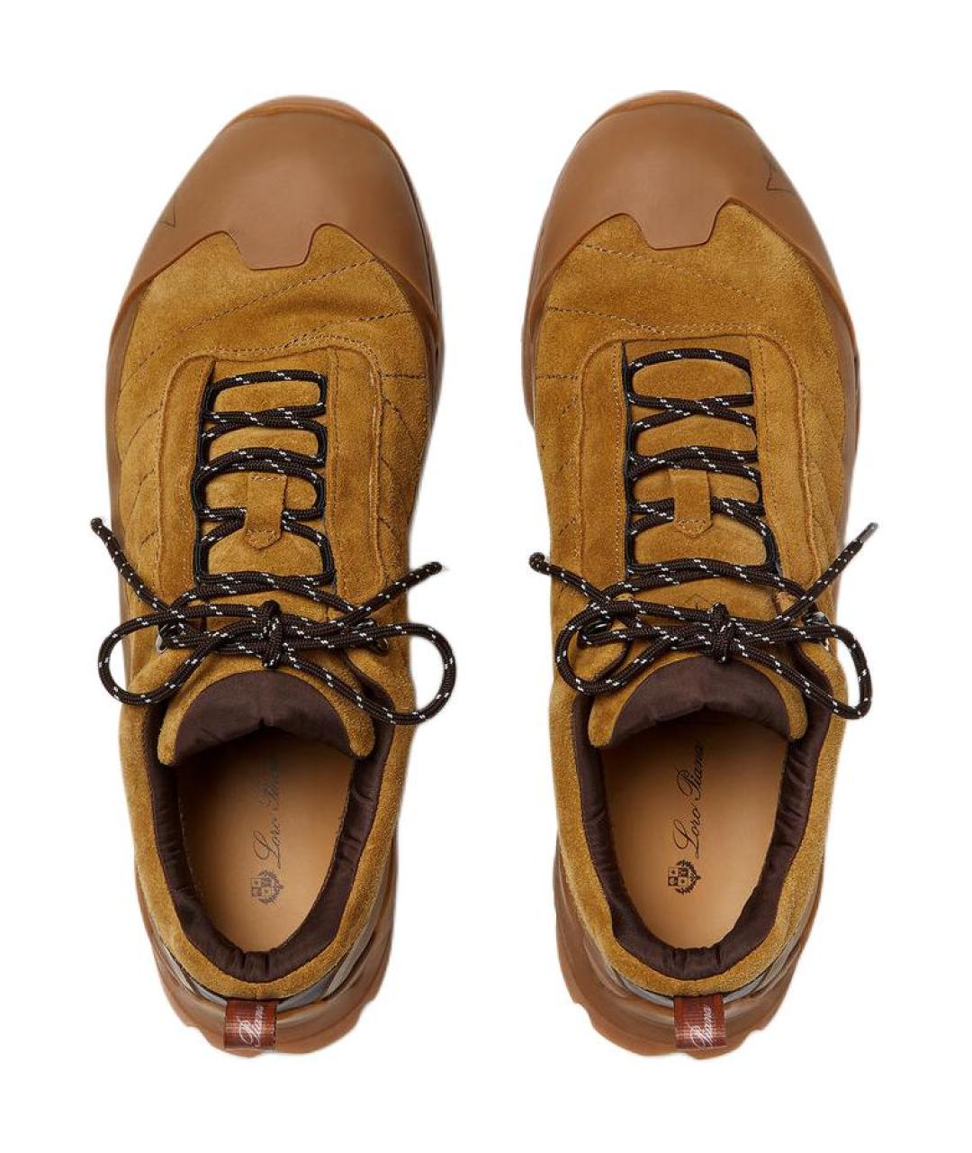 LORO PIANA Бежевые кожаные кроссовки, фото 5