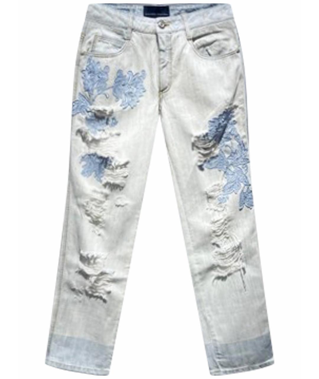 ERMANNO SCERVINO Голубые хлопковые прямые джинсы, фото 1