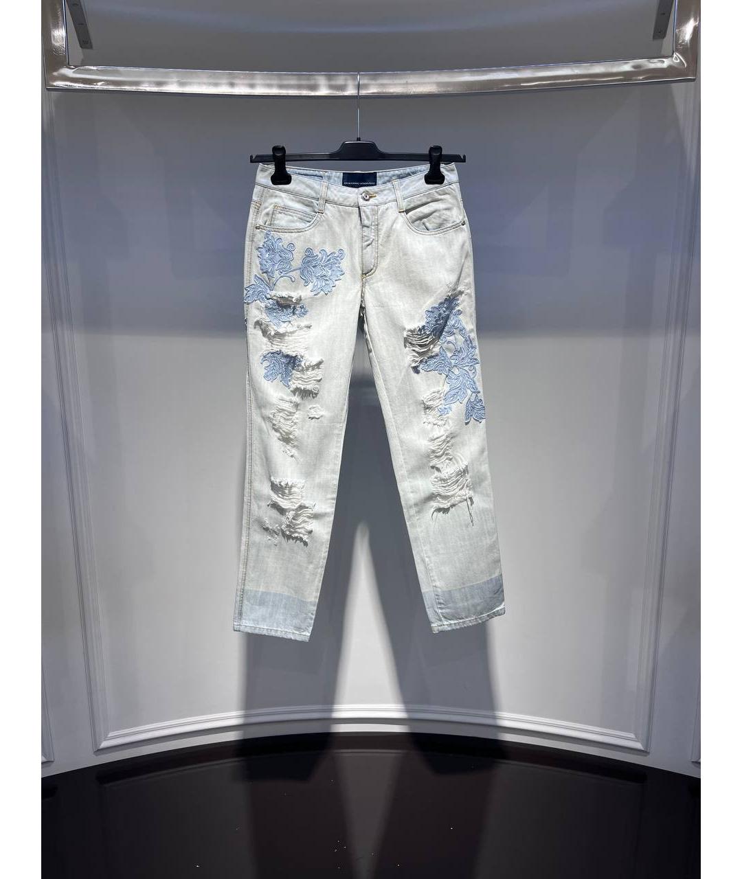 ERMANNO SCERVINO Голубые хлопковые прямые джинсы, фото 4