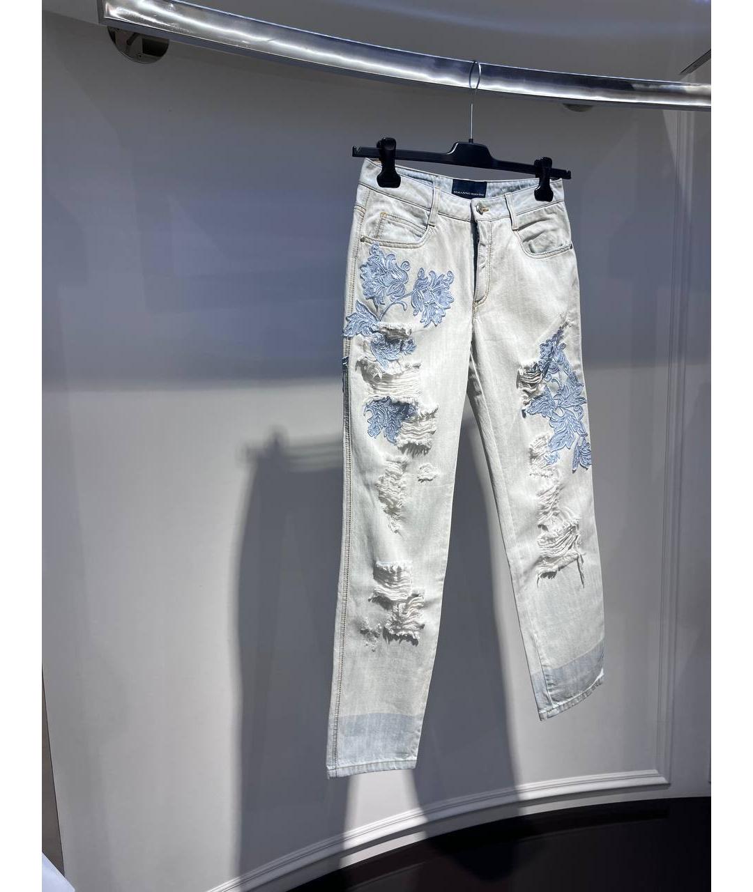 ERMANNO SCERVINO Голубые хлопковые прямые джинсы, фото 2