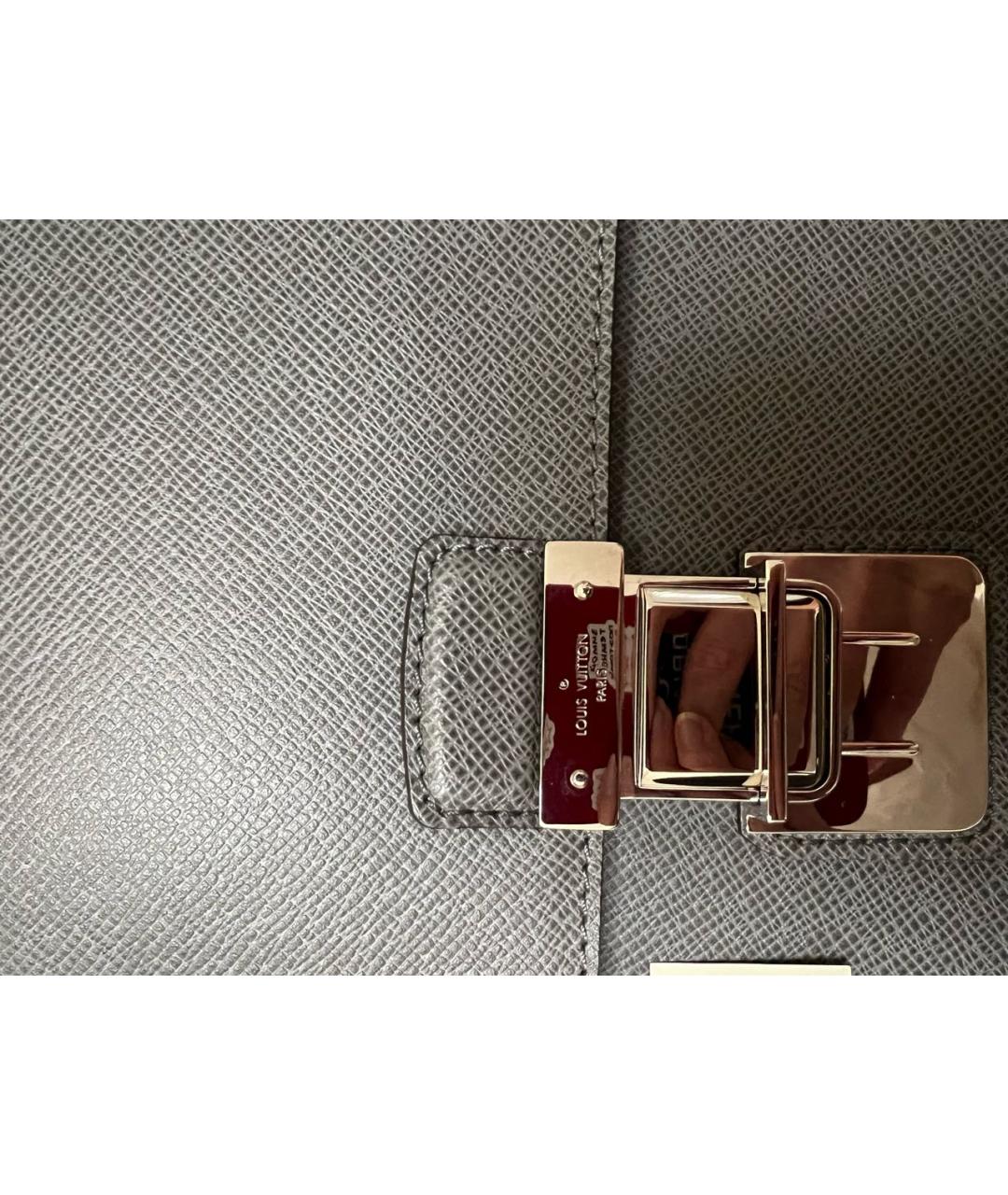 LOUIS VUITTON Серый кожаный портфель, фото 7