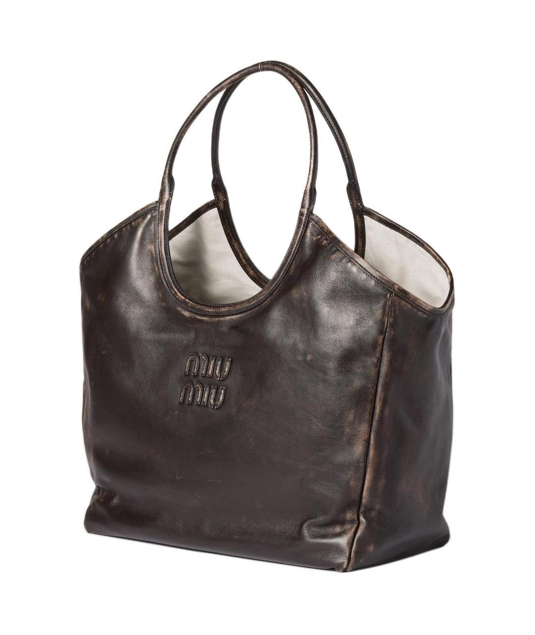 MIU MIU Коричневая кожаная сумка тоут, фото 2