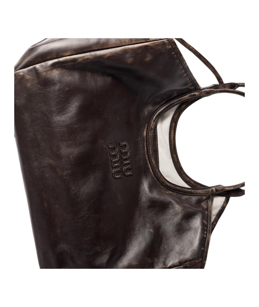 MIU MIU Коричневая кожаная сумка тоут, фото 5