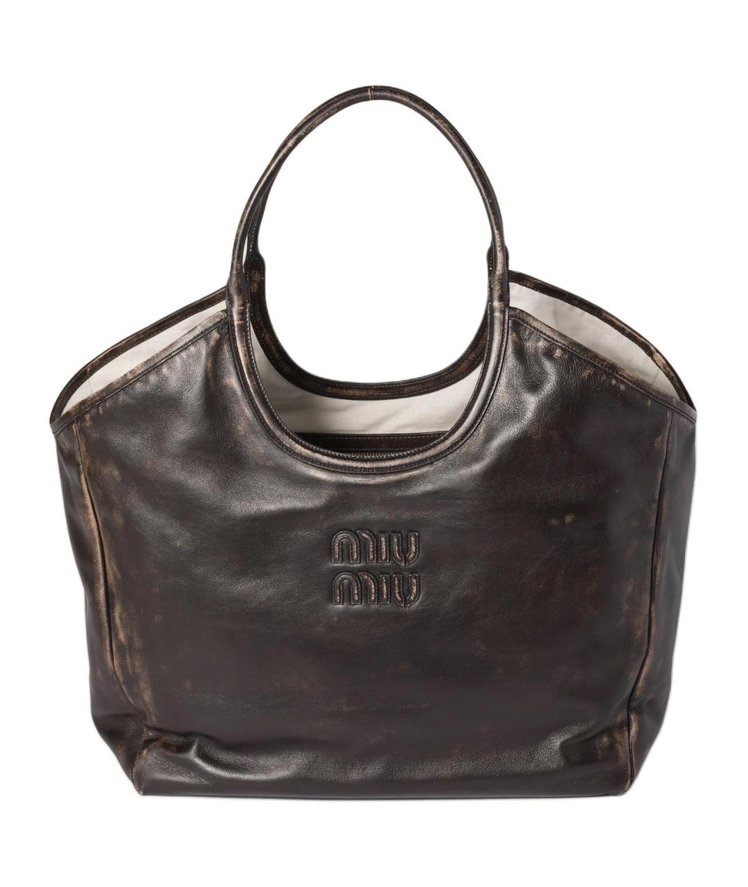 MIU MIU Коричневая кожаная сумка тоут, фото 1