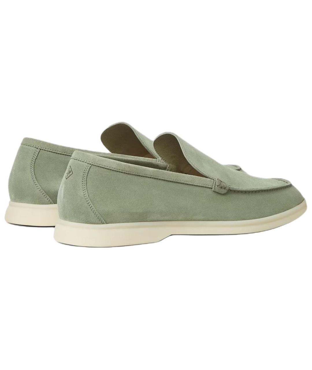 LORO PIANA Зеленые замшевые лоферы, фото 4