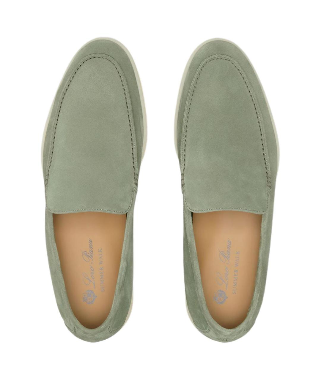 LORO PIANA Зеленые замшевые лоферы, фото 5