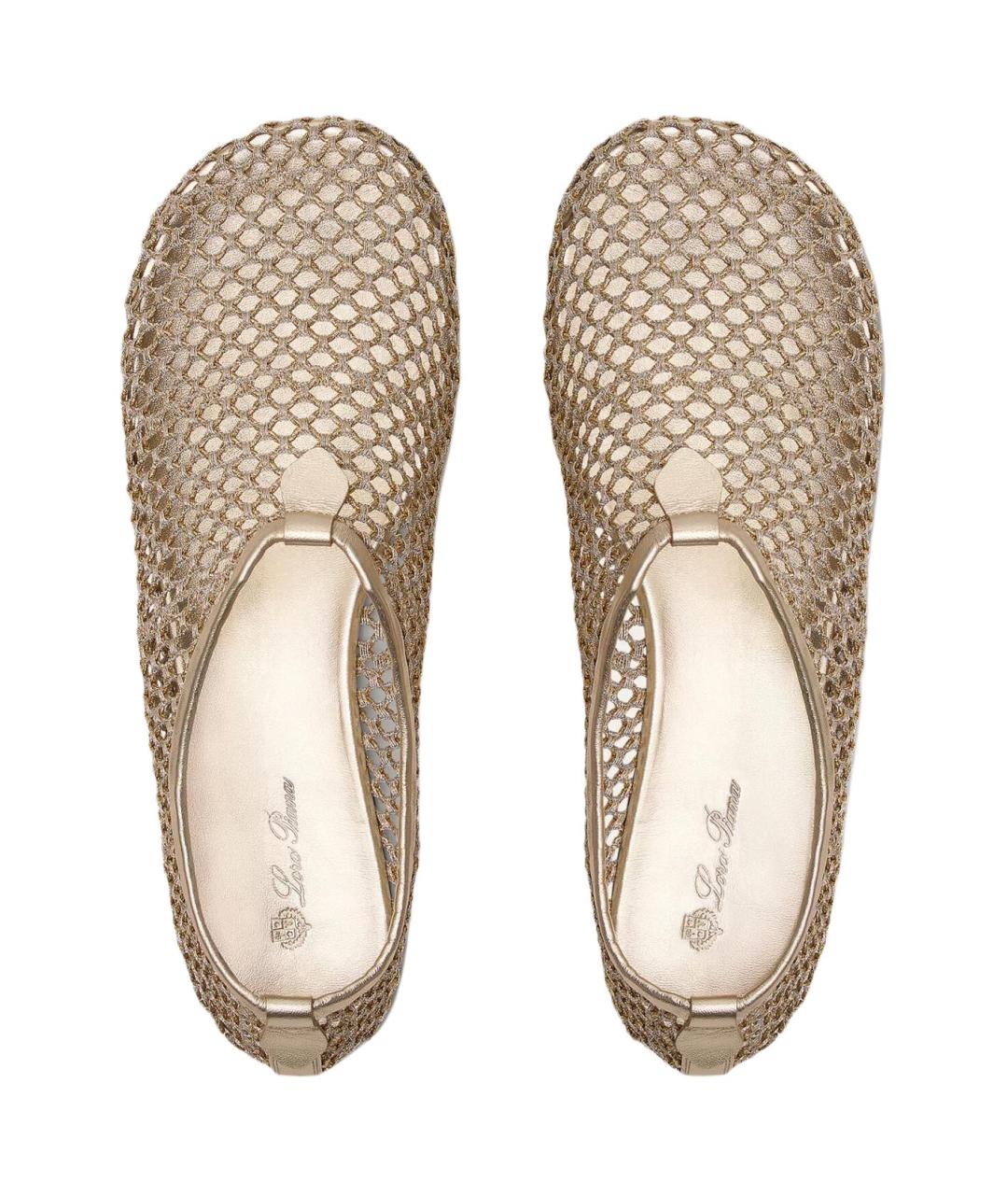 LORO PIANA Золотые кожаные балетки, фото 5
