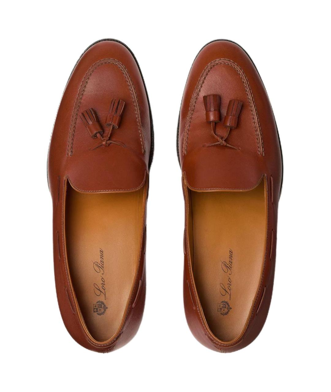 LORO PIANA Коричневые кожаные туфли, фото 5