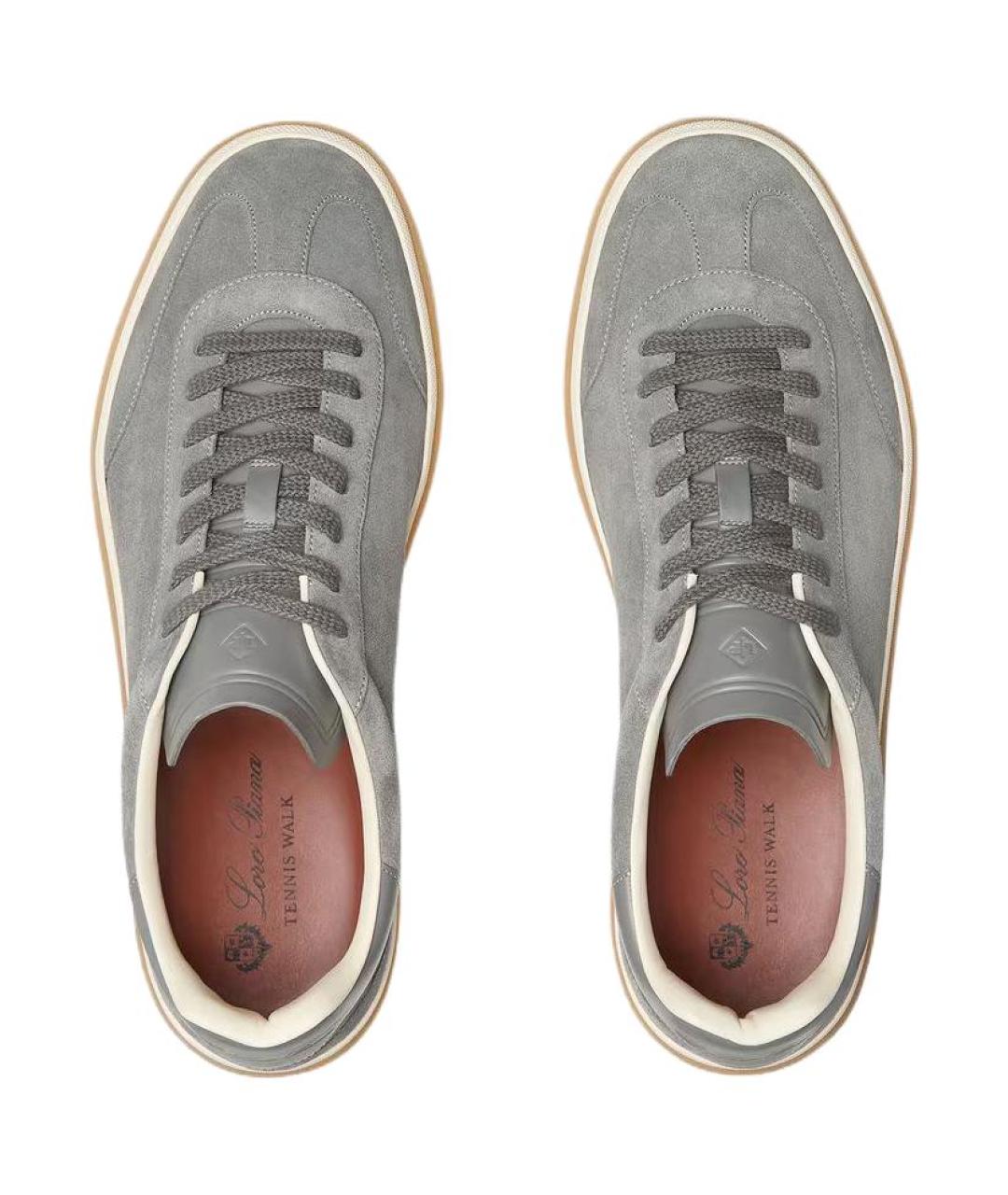 LORO PIANA Серые замшевые низкие кроссовки / кеды, фото 5