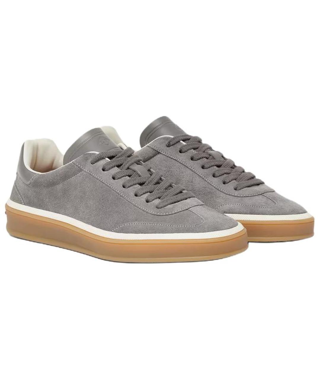 LORO PIANA Серые замшевые кеды, фото 3