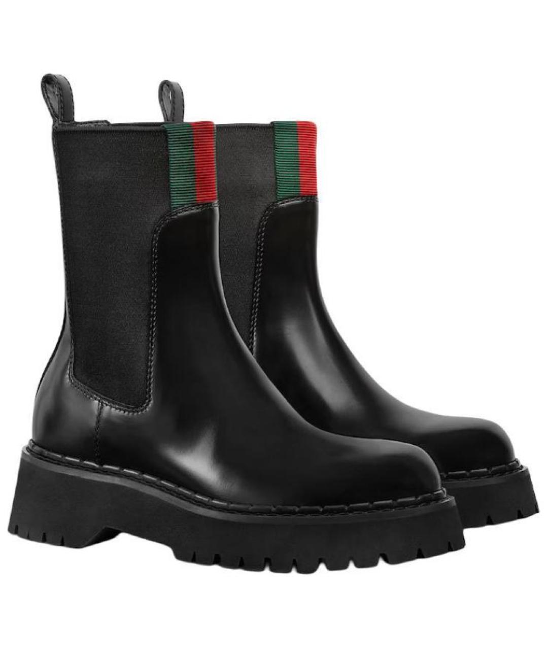 GUCCI Черные кожаные полусапоги, фото 3