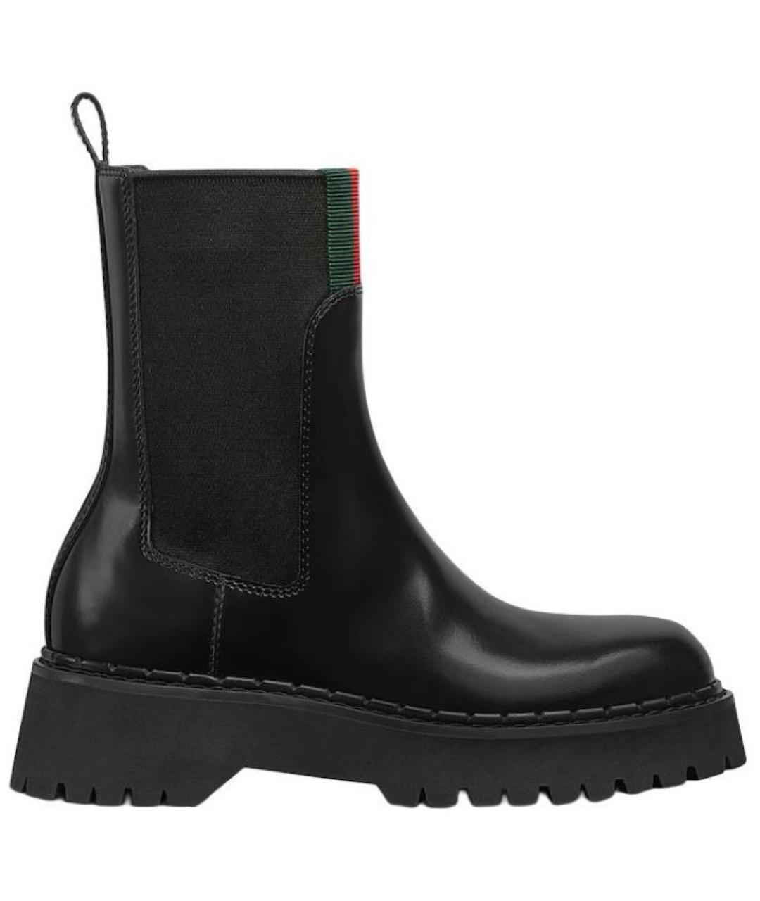 GUCCI Черные кожаные полусапоги, фото 1