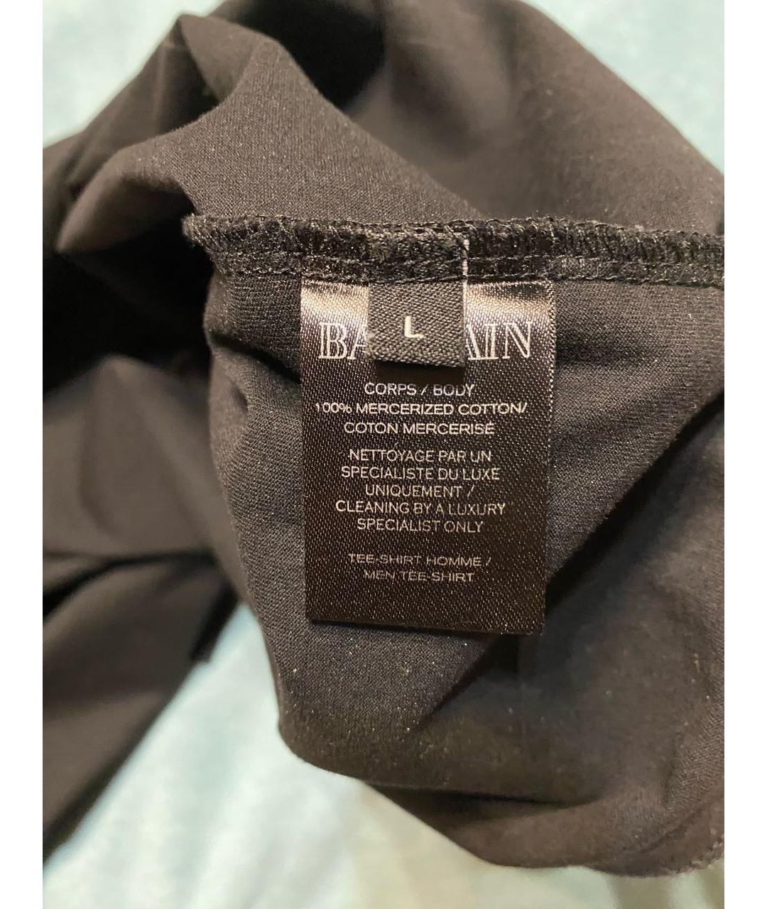 BALMAIN Черная хлопковая футболка, фото 4