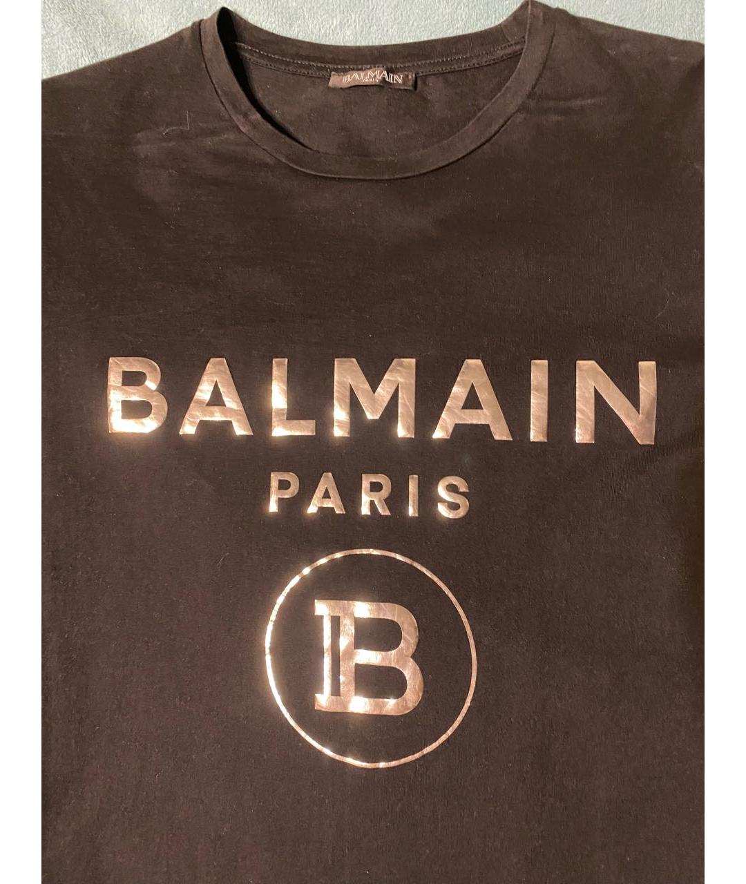 BALMAIN Черная хлопковая футболка, фото 2