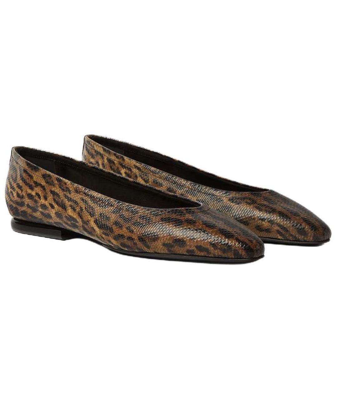 LORO PIANA Коричневые кожаные балетки, фото 3