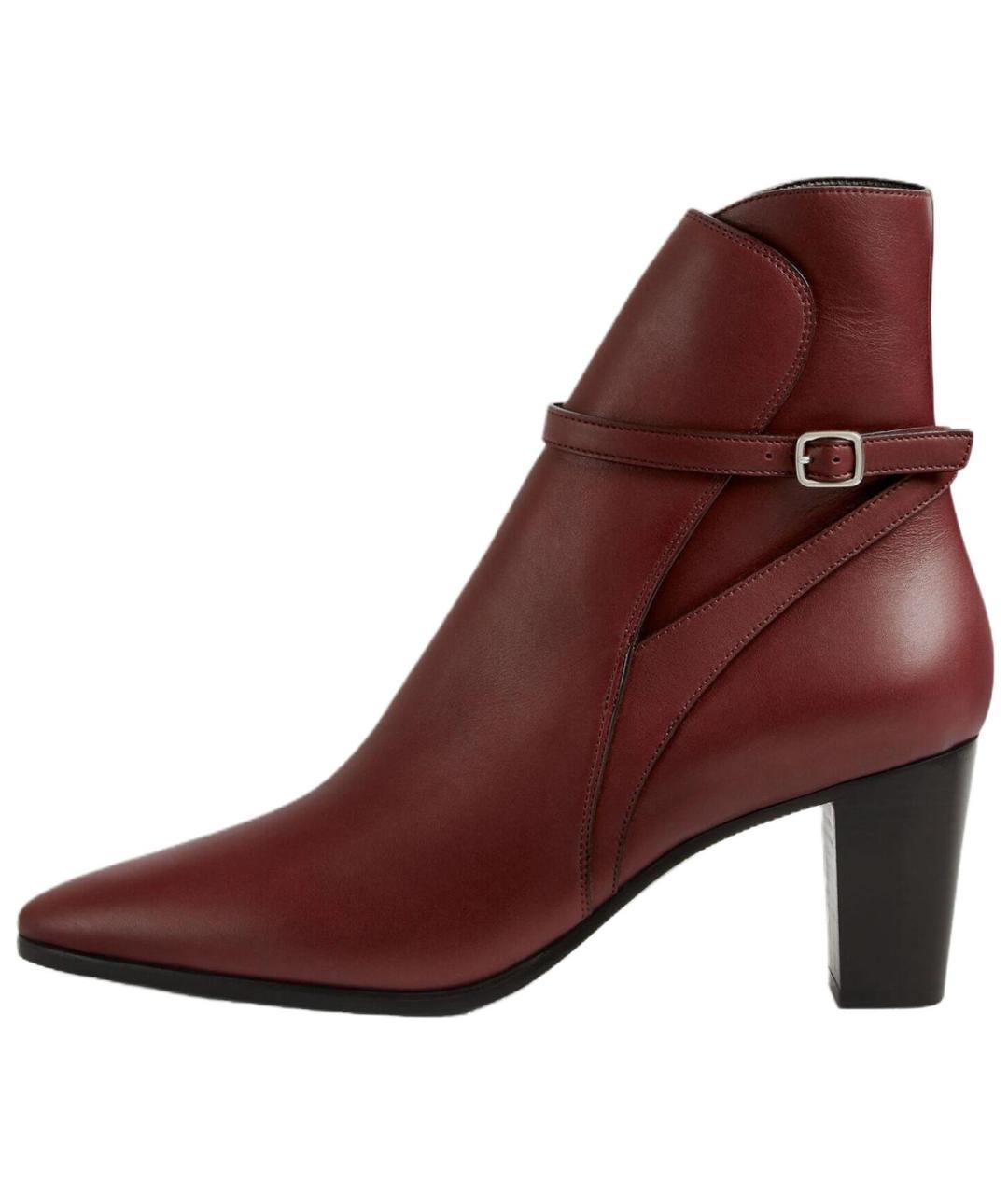 LORO PIANA Бордовые кожаные ботильоны, фото 2