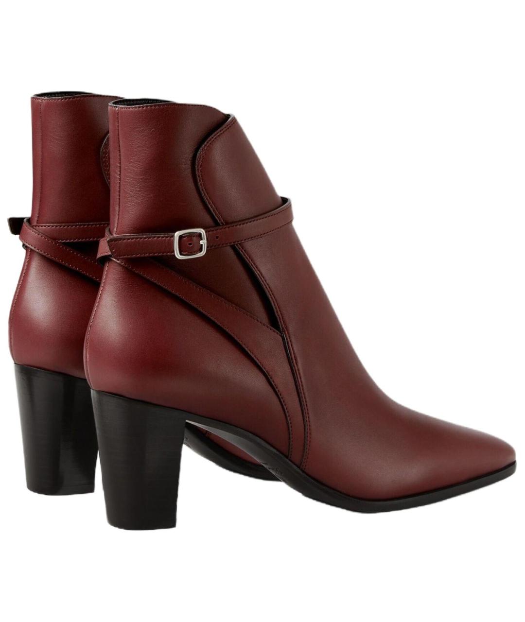 LORO PIANA Бордовые кожаные ботильоны, фото 4