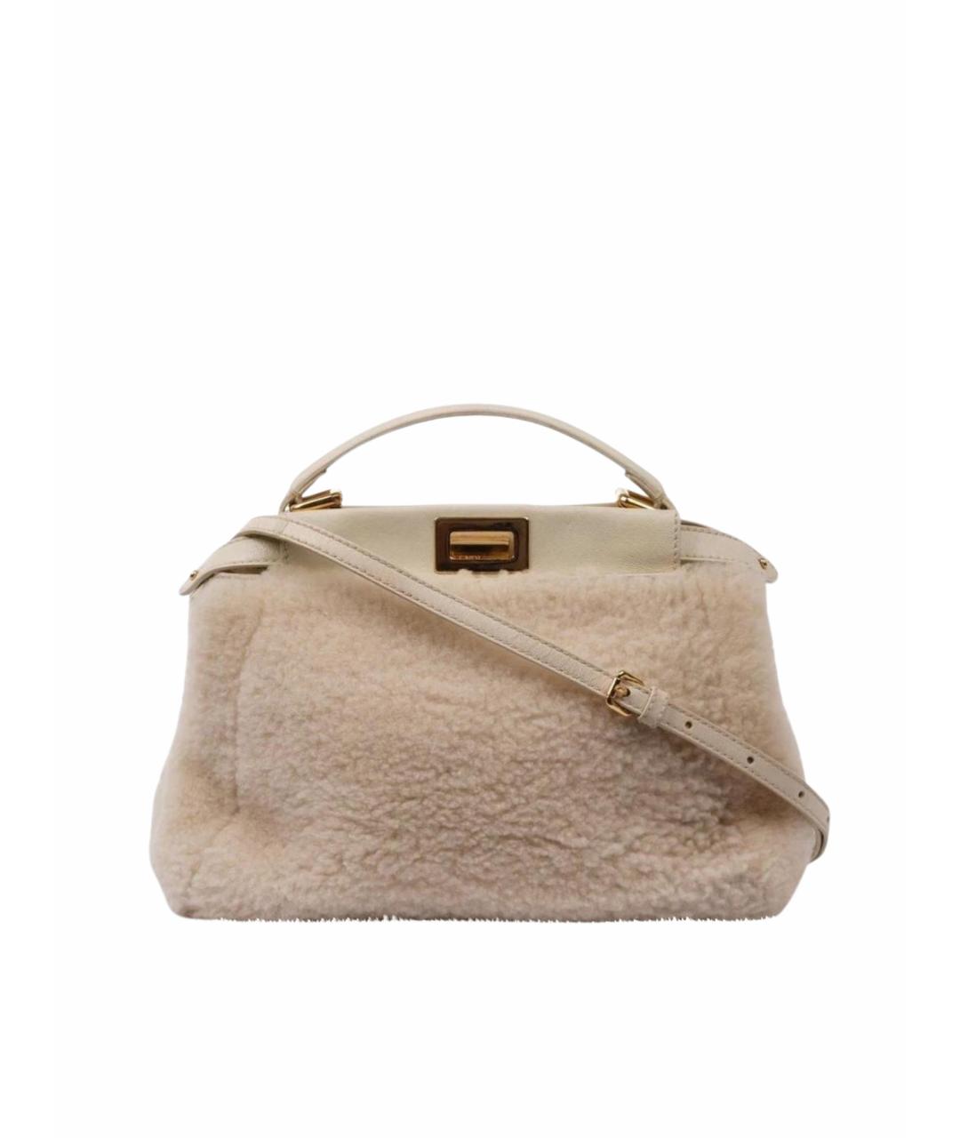 FENDI Бежевая меховая сумка через плечо, фото 1