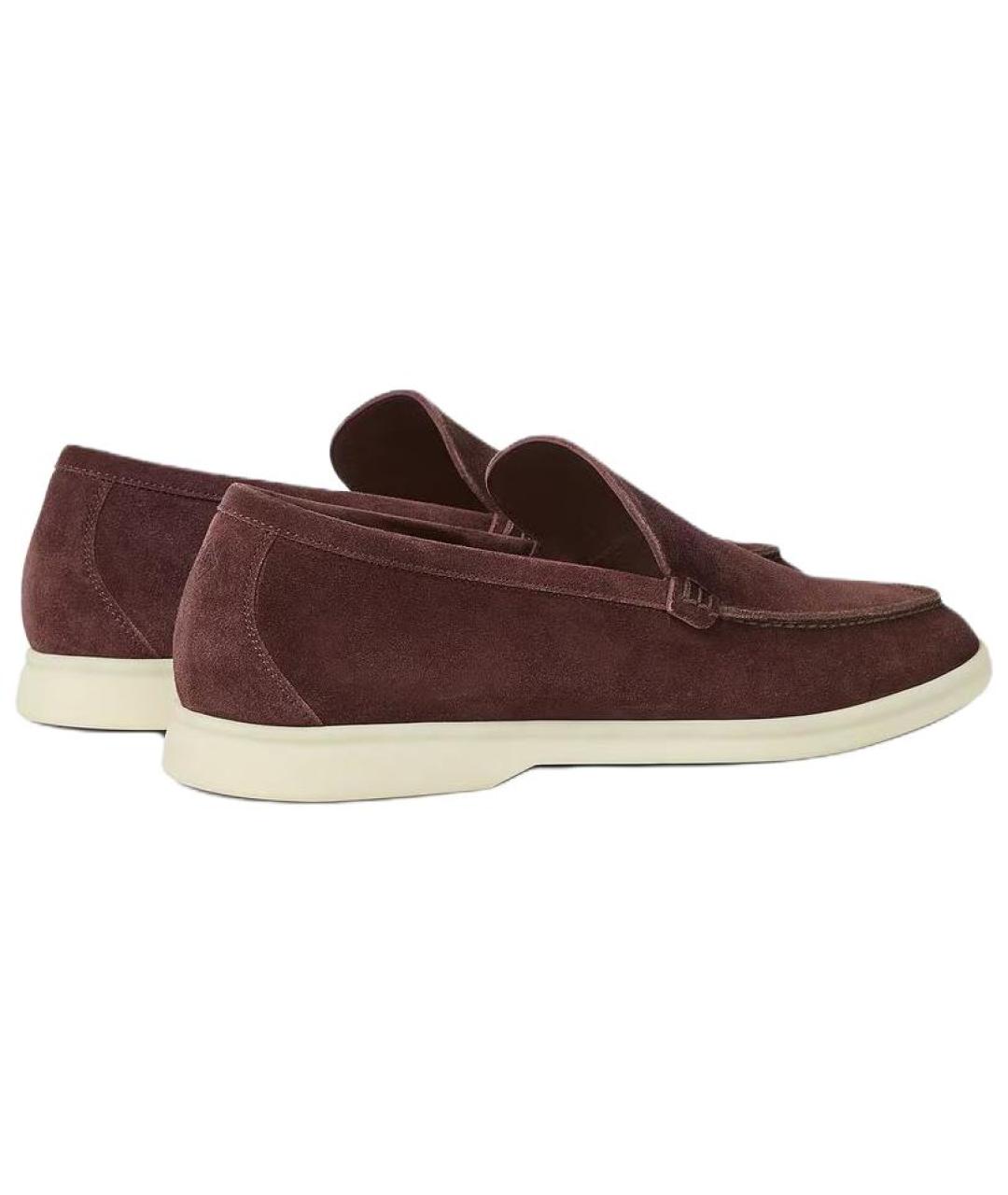 LORO PIANA Бордовые кожаные лоферы, фото 4
