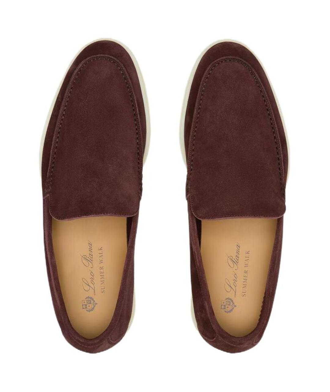 LORO PIANA Бордовые кожаные лоферы, фото 5